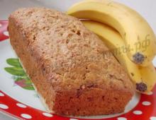 Banana bread in the oven with nuts