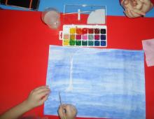 Group work with children on the theme of winter