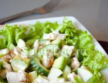 Chicken breast salad with fresh cucumbers: hearty, tasty and low-calorie